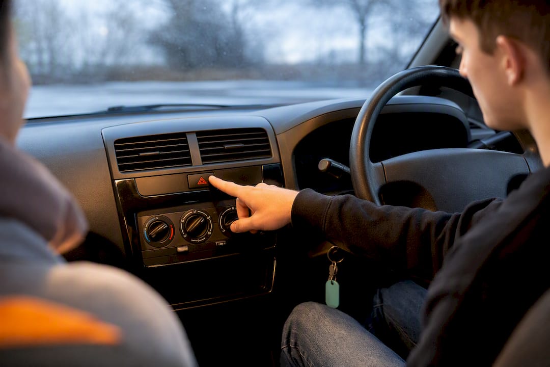 Learner demonstrating dashboard safety control