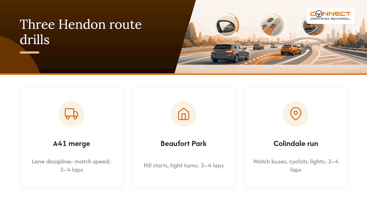 Three Hendon route practice drills
