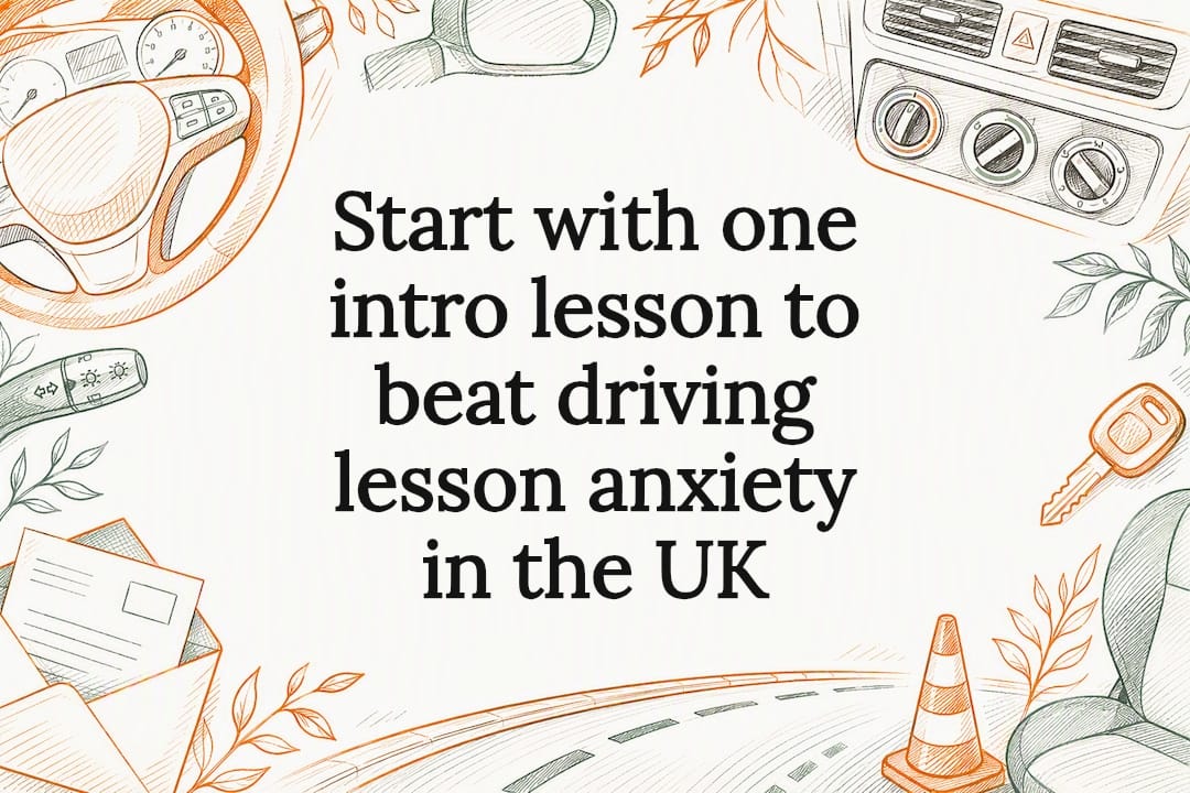 Decorative driving anxiety title card illustration