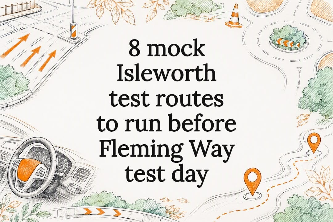 Decorative UK driving test route title card