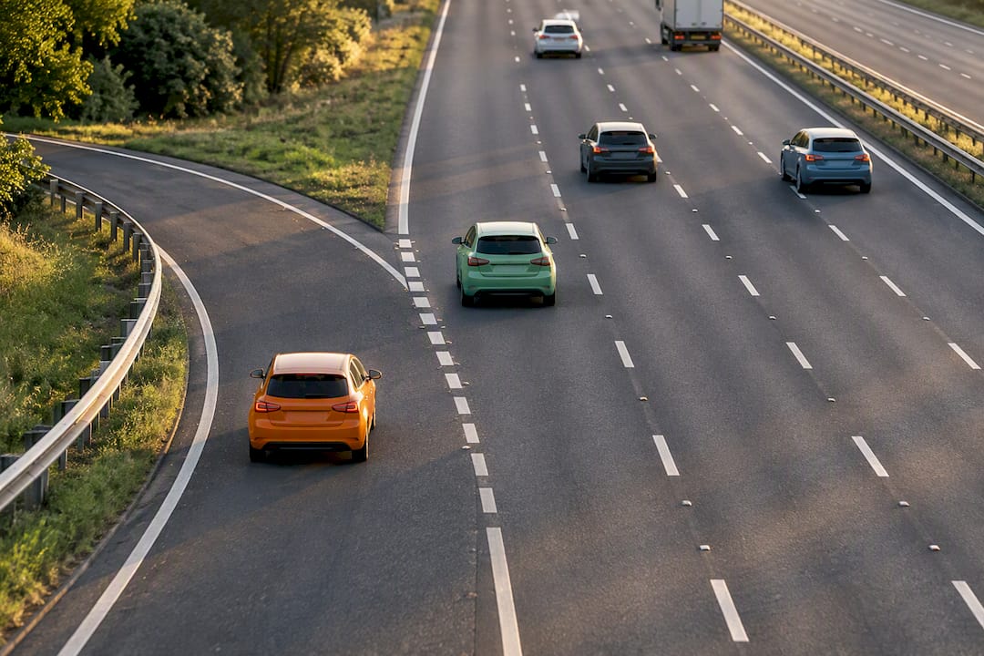 Timed UK motorway slip-road merge