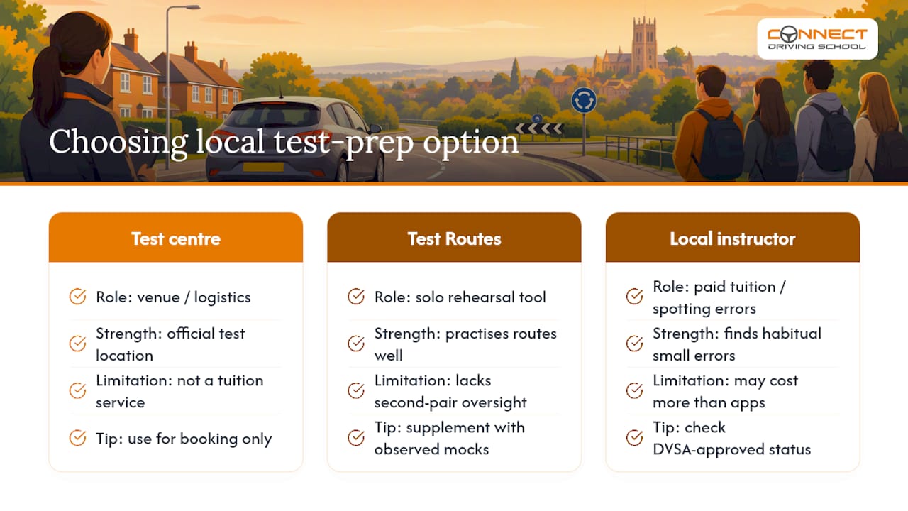 Beat Bromley's 52.90% Pass Rate: 5 Bromley Test Route Fragments 2 How do you choose between local test-prep options? — overview diagram