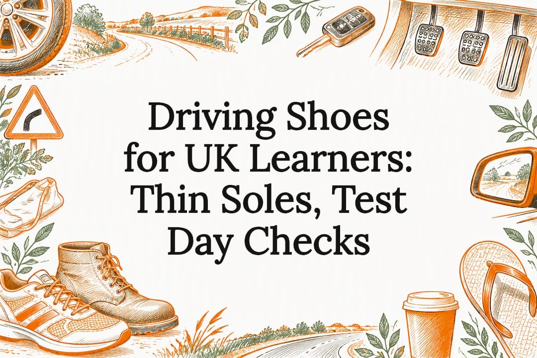 Welcome to Connect Driving School 22 Driving footwear sketches frame the title