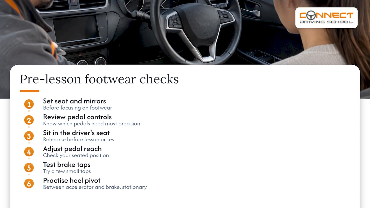 6. Instructor note: what driving instructors recommend you wear for lessons and tests — overview diagram