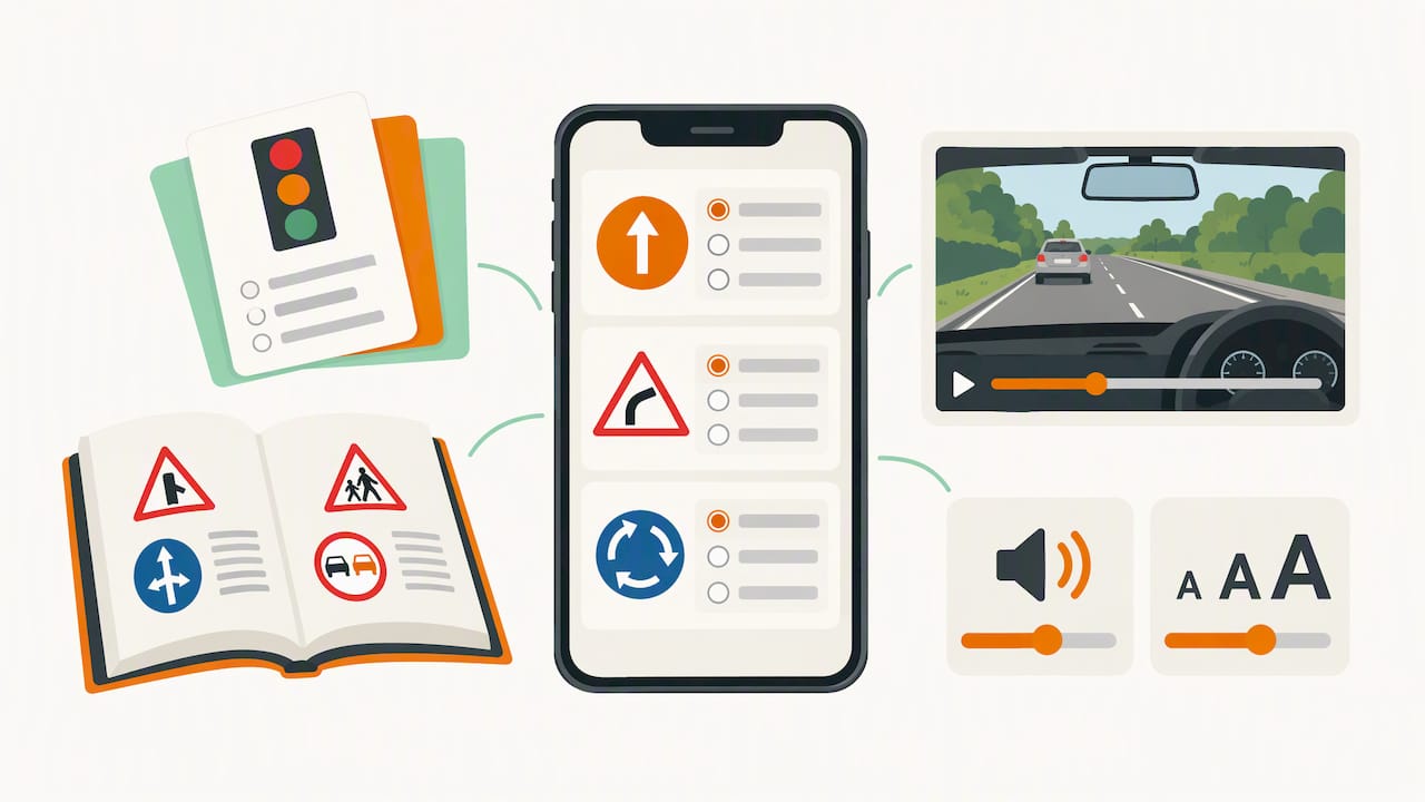 Theory app study tools shown around a phone